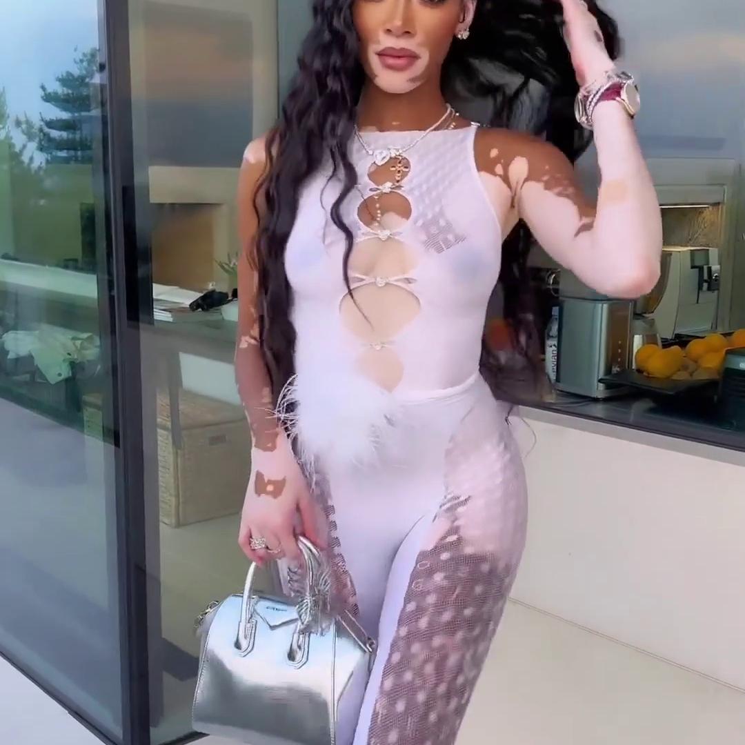 Winnie Harlow Goes Braless at the Party