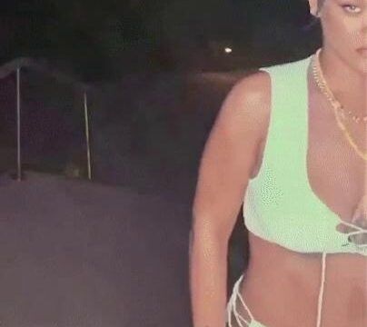 Rihanna Displays Her Tits and Butt in Green Lingerie (14 Pics + GIFs & Video)
